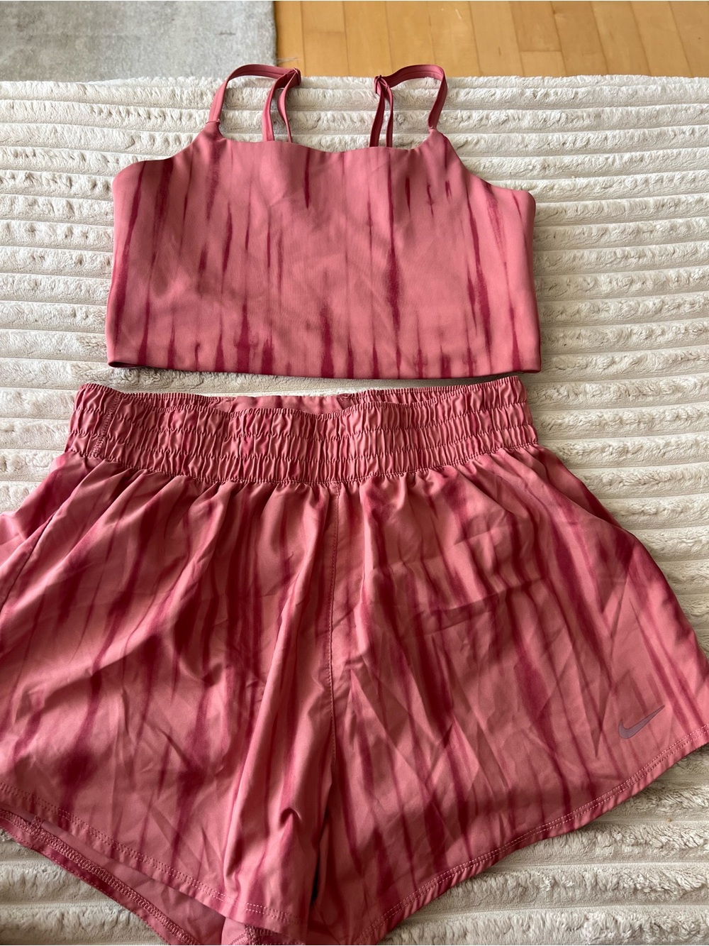 Nike Women's Pink Tie-Dye Set M - Top and Shorts